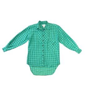 Wayne Rogers Vintage Grid Check‎ Plaid Button Up Shirt SZ Small Country Western
